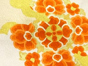 アンティーク　綴れ雲に花模様織出し名古屋帯